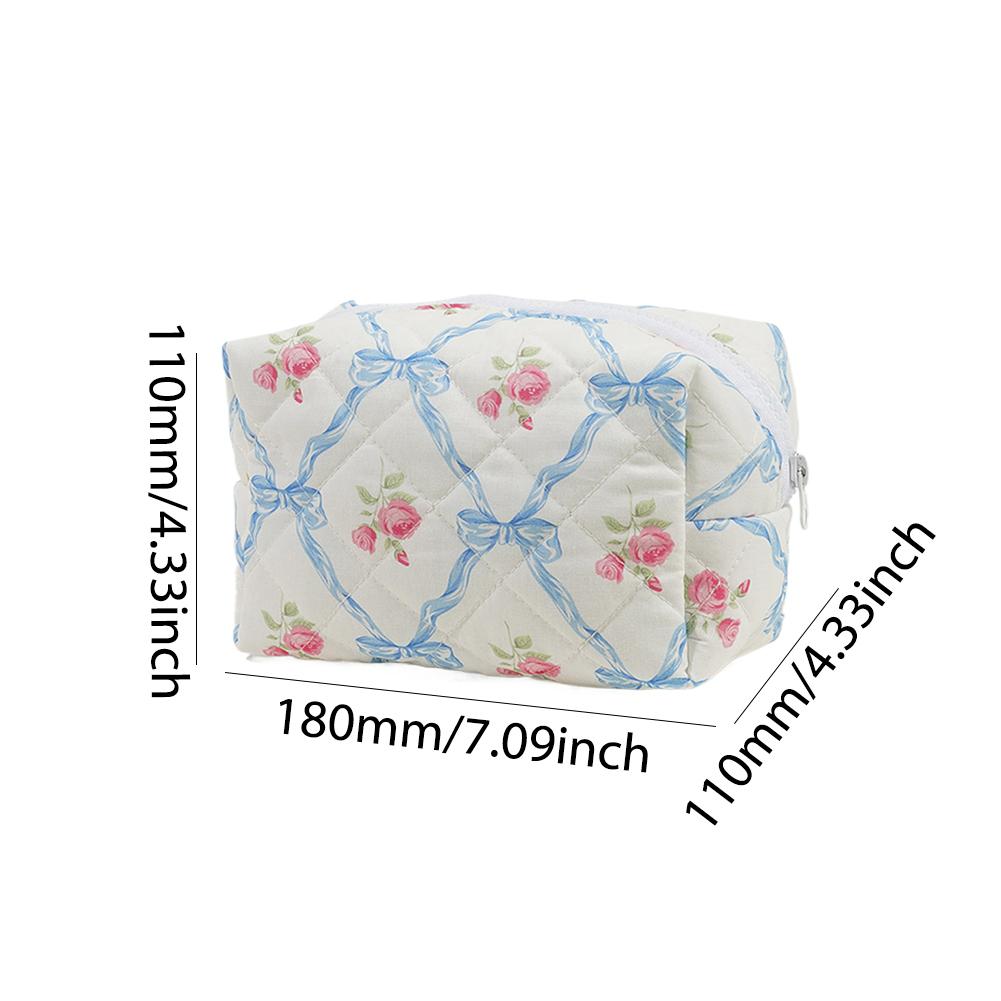 Storage Organizer Floral Puffy Quilted Cosmetics Bags Makeups Pouch Large Capacity Travel Makeup Bags Toiletry Cosmetics Cases