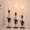 Iron Art Metal Candlestick Cupid Candle Holder Tall Candle Stand Decorative Home Crafts Geometry Atmosphere Props
