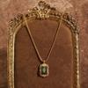 Vintage Emeral Green Glazed Pendant Necklace Shiny Gold Color Palace Style Summer Jewelry Bohemian Accessories for Women