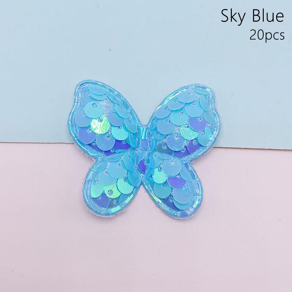 

20Pcs Sew On Glitter Sequins Butterfly Patches 40x35mm DIY Padded Applliques Handmade Double Layers Clothes Patches