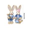 2pcs Easter Straw Bunny Figurines Farmhouse Decorations Handcrafted Straw Rabbits Sculptures For Festival Table Display