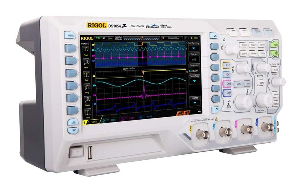 RIGOL Digitaloszilloskop DS1054Z 4 analoge Kanäle 50MHz Frequenzband Abtastrate 24M Punkt Aufzeichnungslänge 8bit hohe Auflösung Max. vertikale Achse