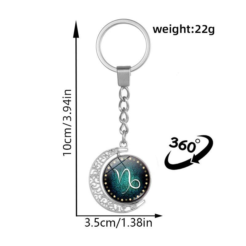 Luminous Zodiac Double-Sided Rotating Pendant Keychain for Couples - European & American Creative Design.