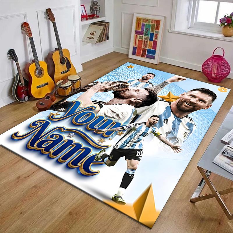M-Messi Design Area Rug Personalized Name- Non-Slip, Soft & Cozy Floor Mat for Living Room, Office - Indoor/Outdoor Carpet