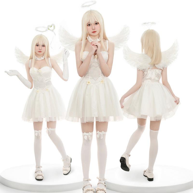 Halloween Black and White Angel Character Dress Up Black Demon Party Masquerade Costume