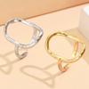 Stainless Steel Adjustable Geometric Oval Ring - European & American Style