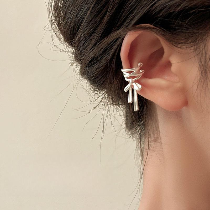 Tassel Bow Without Earrings, Stud Earrings Femininity Niche Ear Bone Clip, Unique Design Earrings.