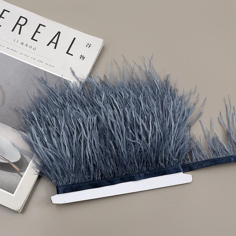 Color 8-10 Cm Ostrich Hair Cloth Edge Clothing Cuffs Hem Ostrich Feather Strips Cloth With Accessories Lace