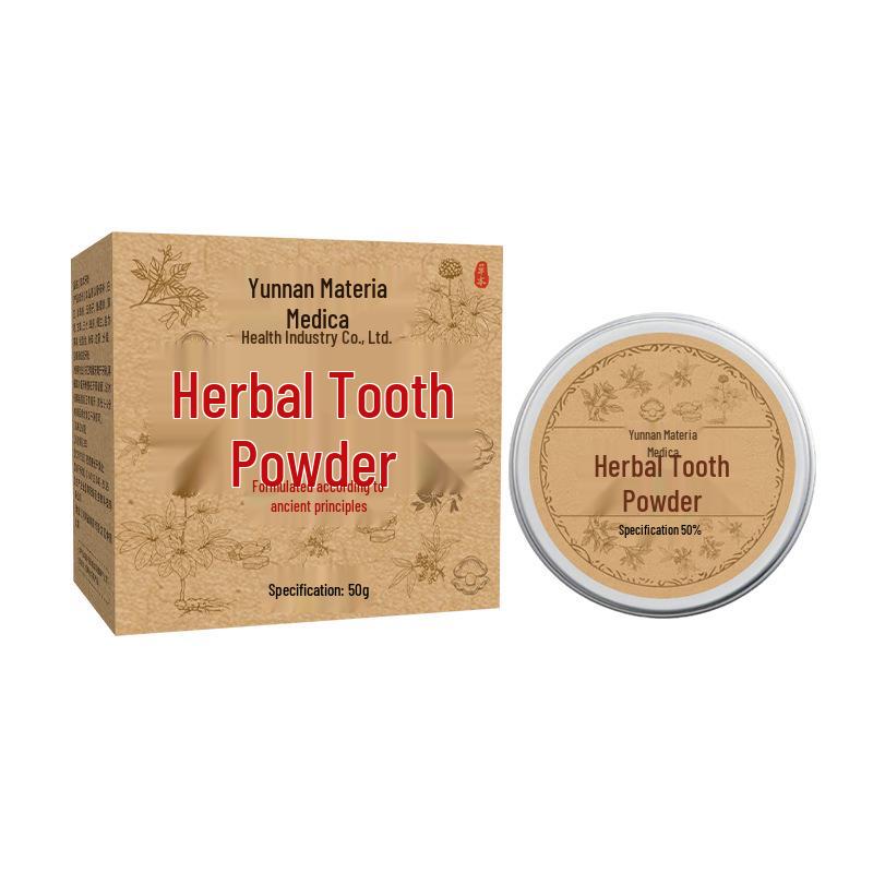Yunnan Ben Cao Herbal Tooth Powder: Strengthens, Whitens, Cleans, and Freshens Oral Health.