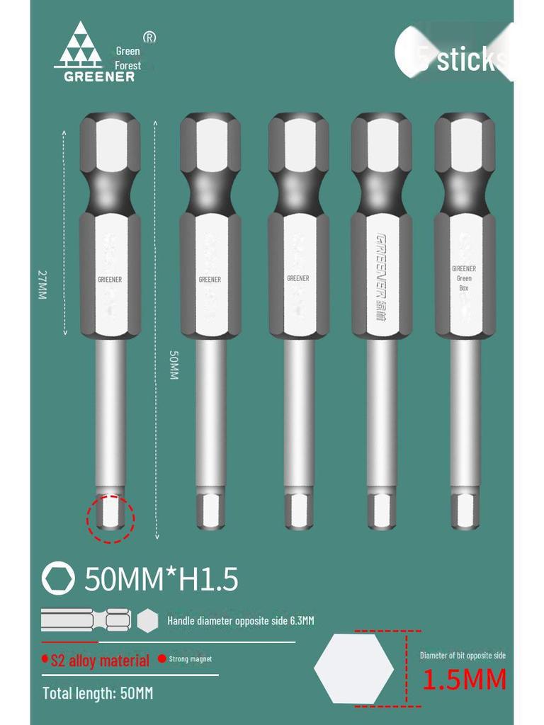 Green Forest Tungsten Steel Hex Wrench & Drill Set with Magnetic Hex Head