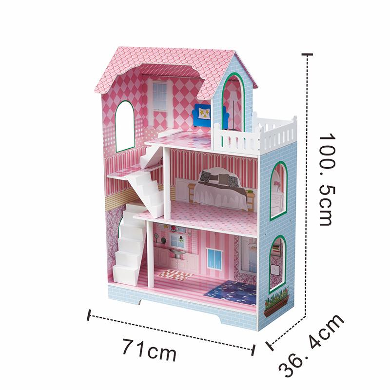 Nordic Wooden Dollhouse for Boys & Girls: Princess Villa Playset