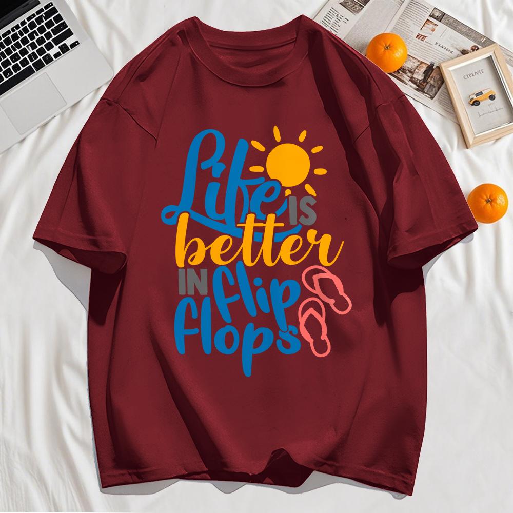 Pick Is Better In Flip Flops Printing Mens Tee Shirt Cotton T-Shirt Casual Loose Sportswear Summer Fashions Soft Clothes