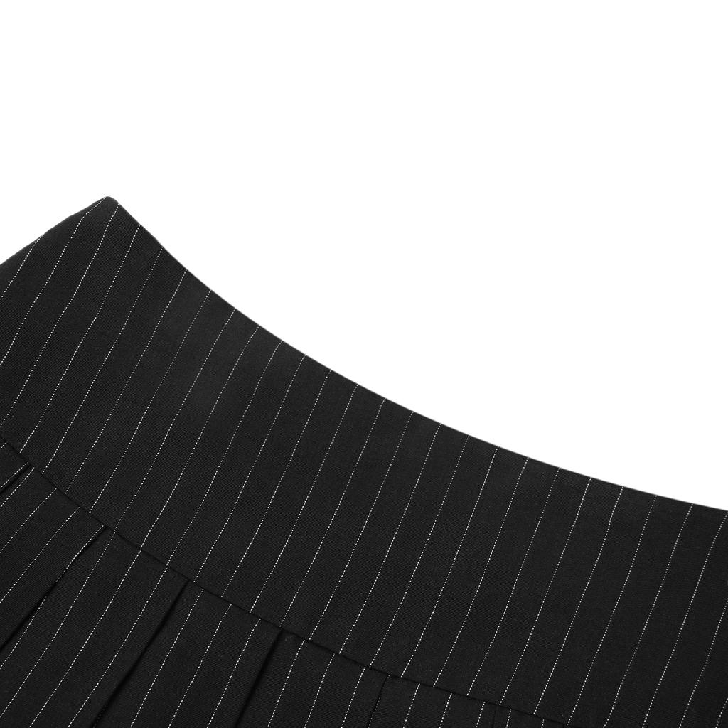 Damen Mini Faltenrock, Mittelhochtailliert, Streifendruck, Spitze Patchwork, Reißverschluss, Kurzer Rock