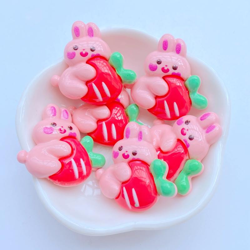 10 Stück Neu Mini Niedlich Cartoon Hase Hund Bär Obst Serie Flache Rückseite Harz Scrapbooking DIY Schmuck Bastel Dekoration Zubehör