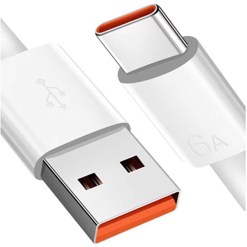 Cablu de date de încărcare super rapidă 6A, potrivit pentru Huawei Xiaomi Honor TIP C, încărcare cu bliț, telefon mobil portocaliu, cablu de încărcare de 66 W
