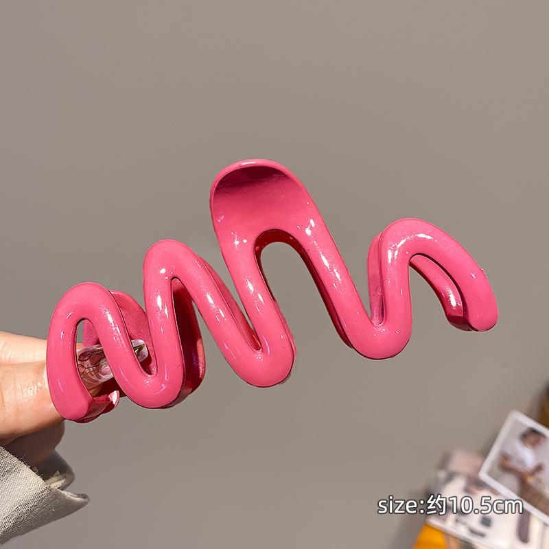 Plastic Wave Pattern Hair Clips for Women, 11cm/4.3in Size, Dopamine Color Palette, Fashion Accessories for Halloween Accessories