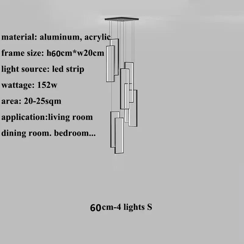 Modern Minimalist Staircase Chandelier Geometric Rectangular LED Chandelier Nordic Luxury Duplex Attic Lighting Home Appliance