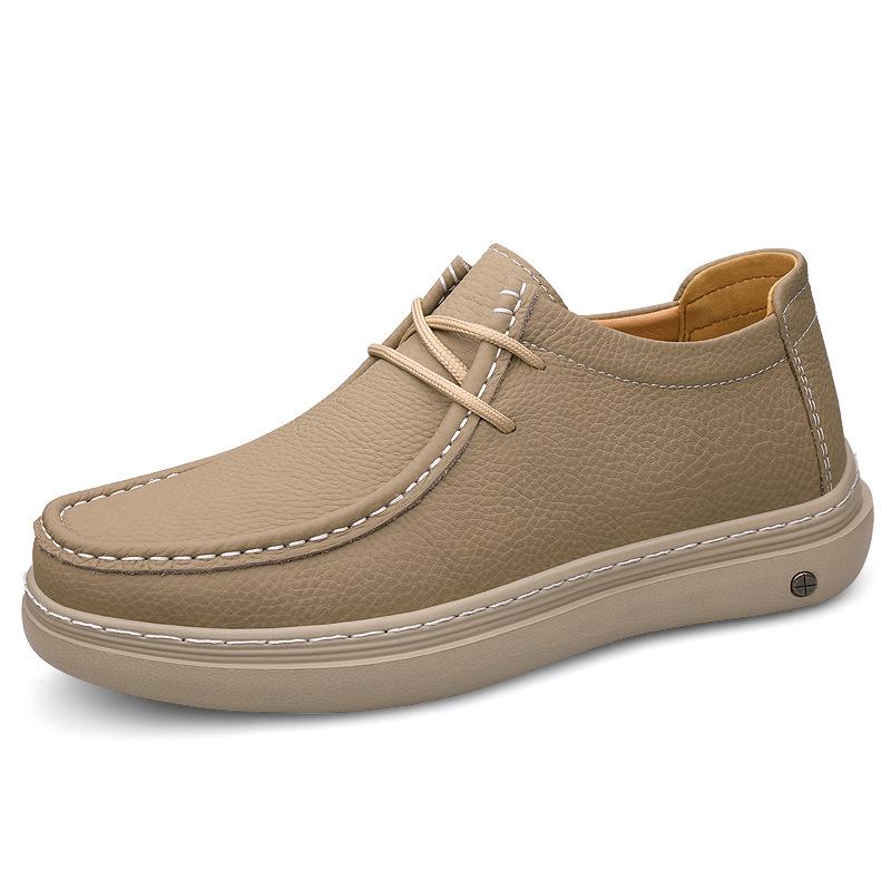 Men s Large Size Leather Slip-on Loafers Casual Driving Moccasins 43 абрикосовый