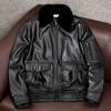 New Genuine Leather Jacket Men Real Cowhide Fur Collar Flight Coat Winter Padded Jacket