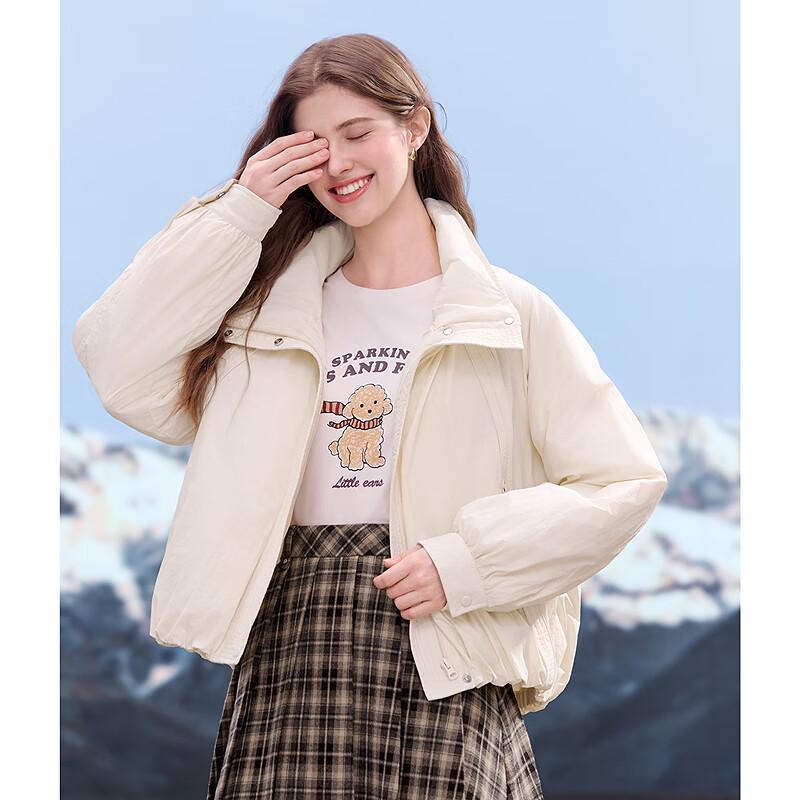 Betu Women's 85% White Duck Down Short Puffer Jacket