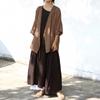 Johnature Women Vintage Shirts Spring Chinese Style Tops Solid Color Tops Belt V-Neck Long Sleeve Soft Blouses
