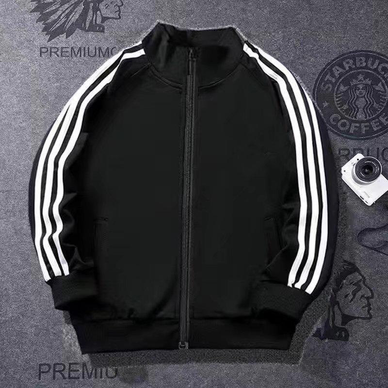 Men's New Arrival Autumn Korean Style Jacket Cardigan Hoodie with Three Stripes, Stand Collar, and Long Sleeves