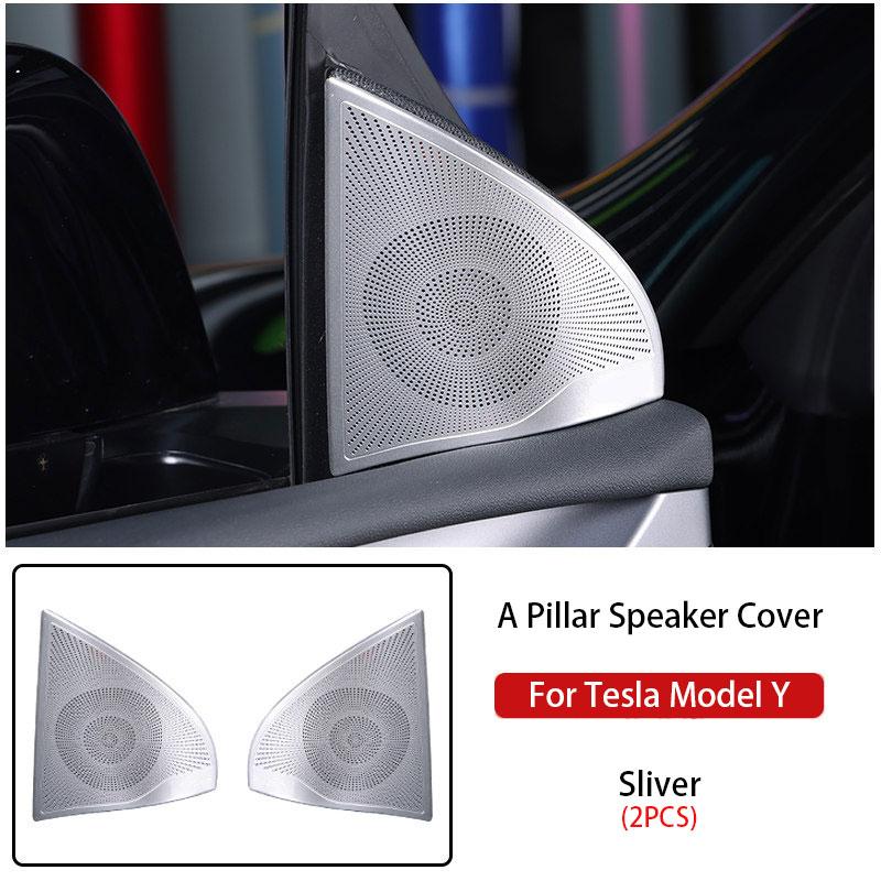 For Tesla Model Y 20-24 Car Audio Speaker Cover Interior Trim Sticker Door Loudspeaker Cover Under Seat Outlet Vent Trim