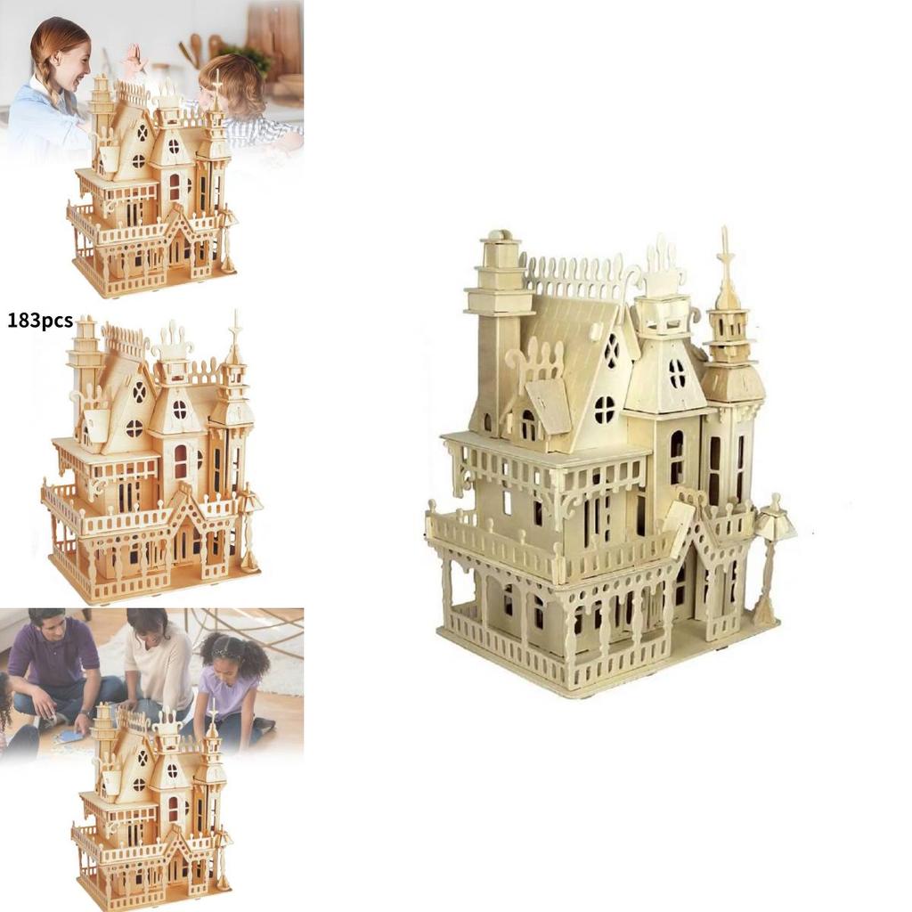 Dreamy Villa Wooden 3d Puzzle Set Ideal For Children Engaging Diy Activity For Family Fun