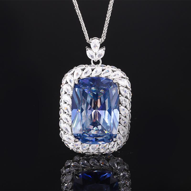 Jewelry Copper Bottom Gold-Plated Imitation Color Treasure Temperament Pendant Necklace Main Stone 20 * 28