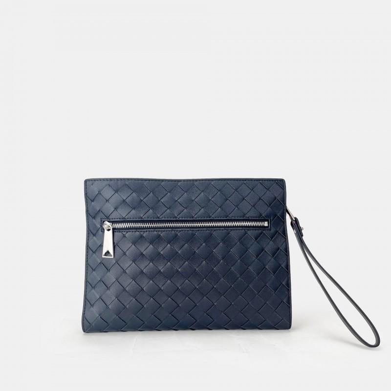 Genuine Leather Woven Card Holder Wallet Men Women Compact Envelope Clutch Bag Daily Commute Business Use