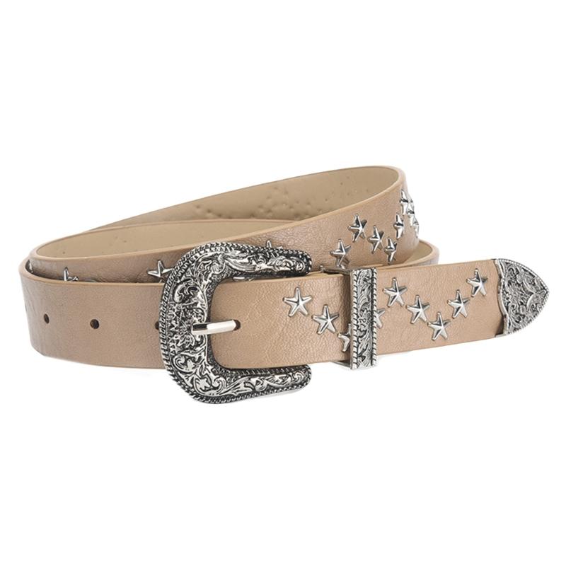 Elegant PU Belt With Star Embellishments Trendy Soft Belt With Adjustable Accessory for Dress or Jeans