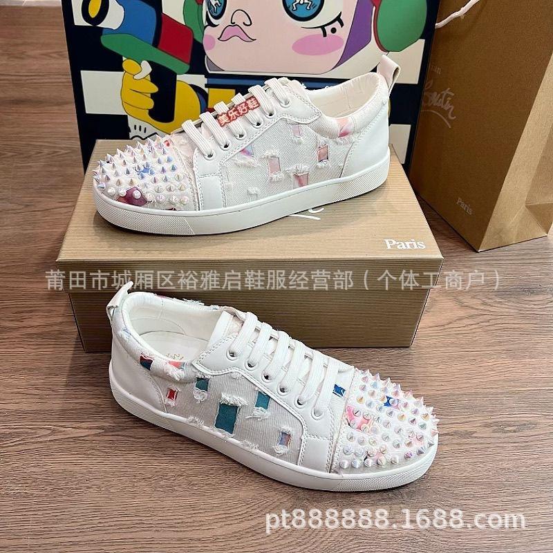 Klinknagel schoenen rode zool neus stud voetbalschoenen casual koppel trend mode veelzijdig veterschoenen board schoenen