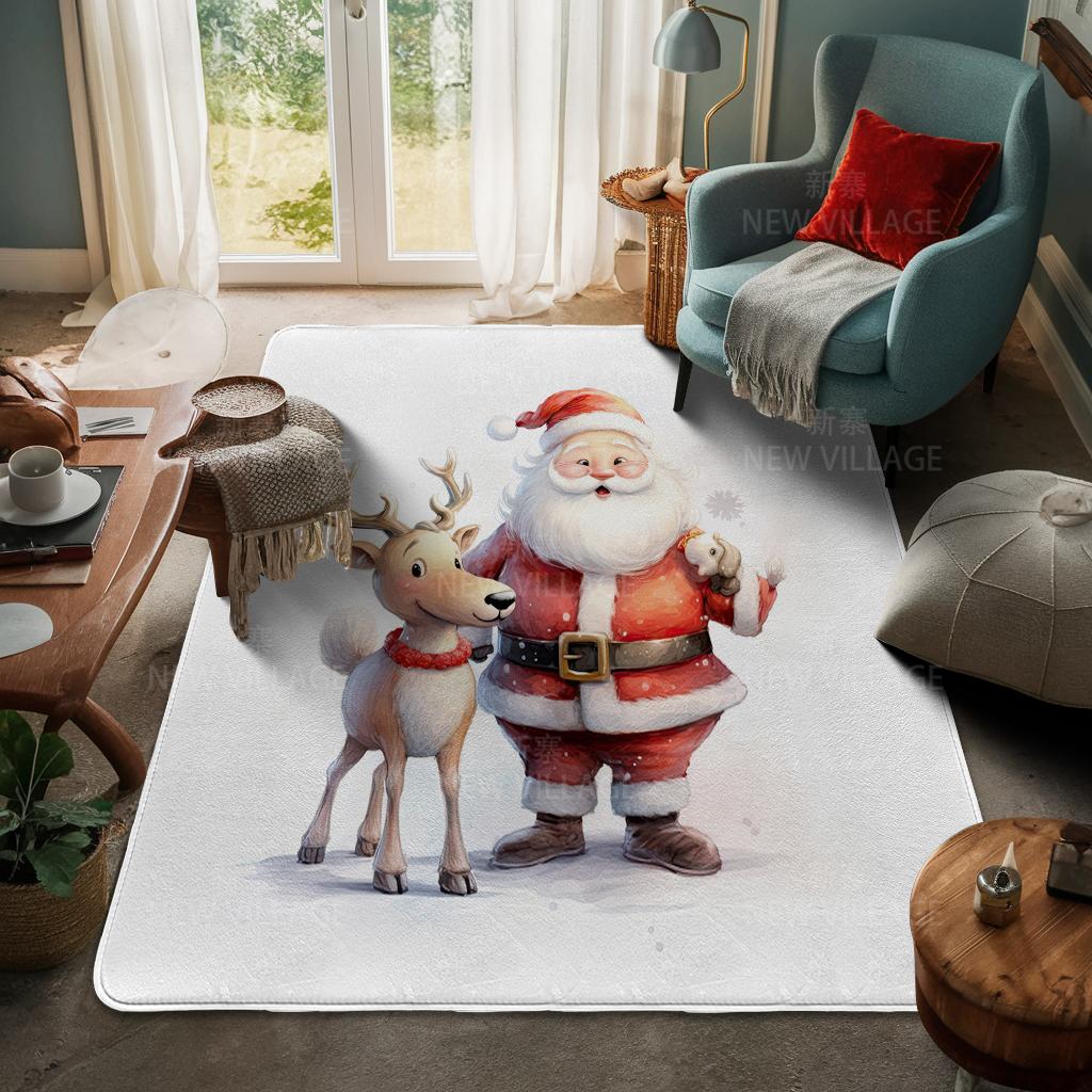 House Entrance Carpet Home Door Mat Living Room Bath Foot Bathroom Non-slip Water Absorption Rugs Bath Merry Christmas Winter