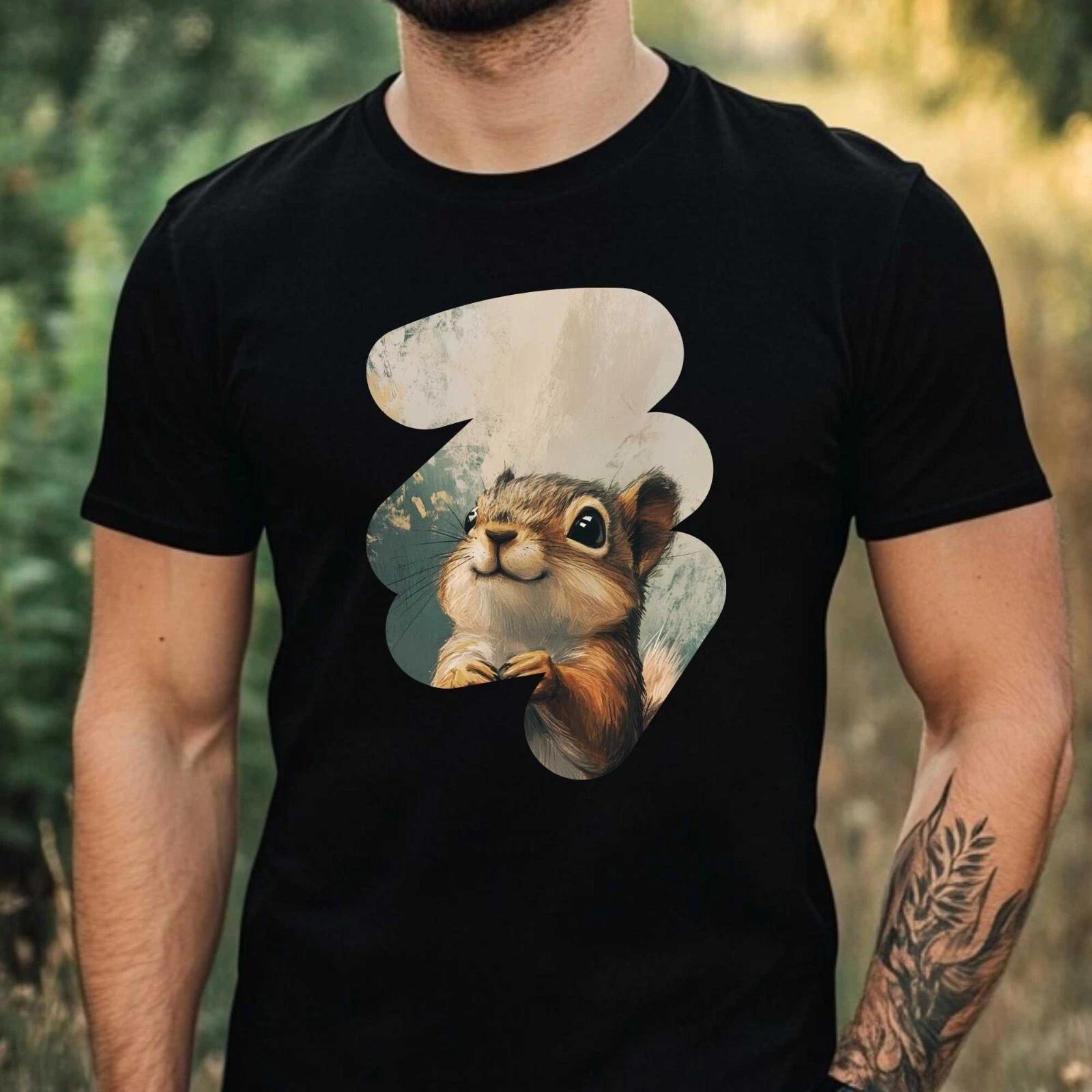 T-Shirt Herren Glückliches Eichhörnchen Motiv Baumwolle Größe XS bis 5XL XXXL
