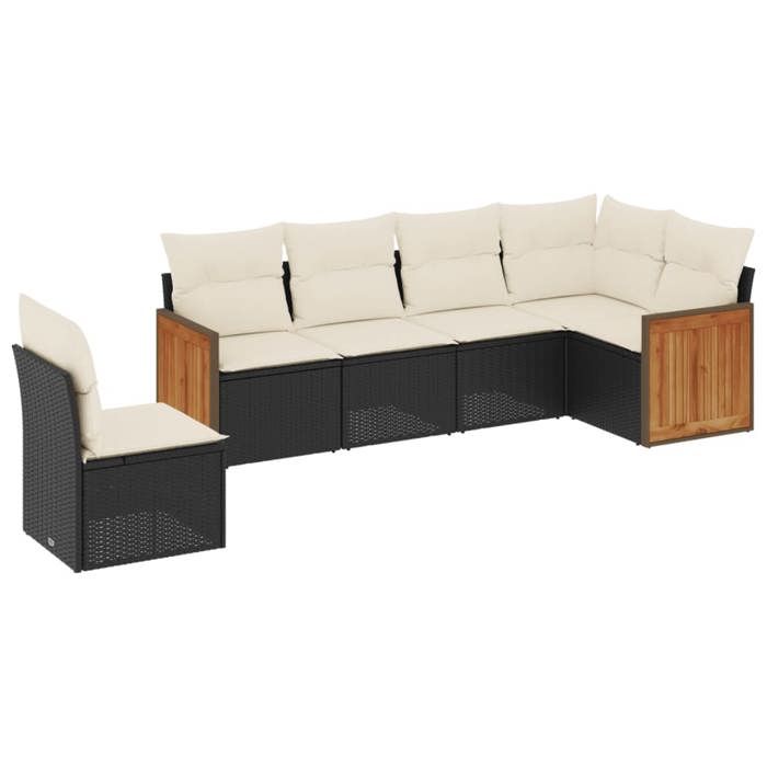 VidaXL Garden Lounge Set with Cushions 6 Pcs, Patio Sofas, Patio Furniture Set, Outdoor Furniture, Black 3260096