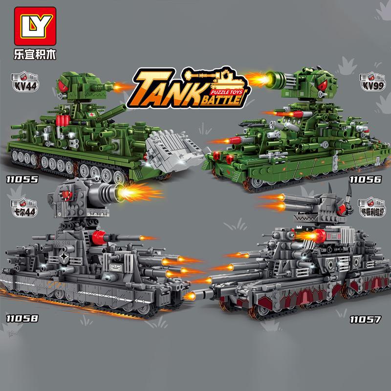 Military Tank Building Blocks Toy Set MOC Army KV99/44 Model Tanks Battle Vehicle DIY Assembly Bricks Toy for Boys Kids Gift