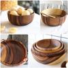 1Pcs Wood Tableware Salad Bowl Fine Workmanship 18x7.5cm Natural Texture Fruit Snacks Food Serving Bowl Dessert Container