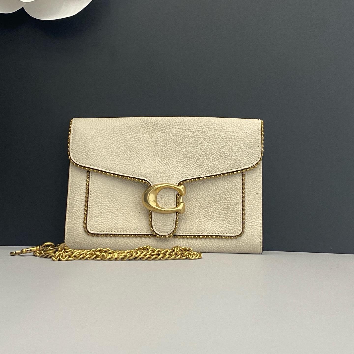 [Pre-Owned] Tabby Small White Leather Shoulder Bag With Gold Hardware And Detachable Strap - Good #1SC00RY ONE SIZE