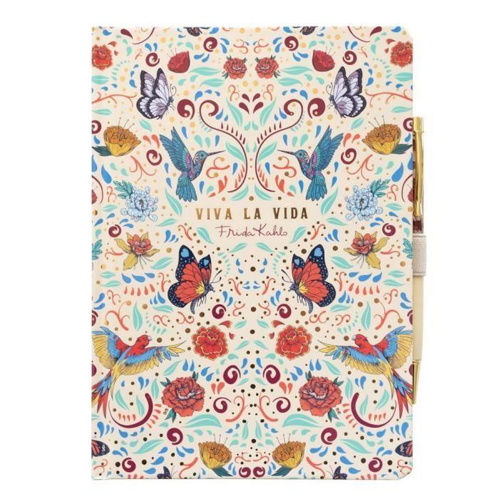 Coffret cadeau - grupo erik - frida kahlo - carnet a5 - stylo assorti - pages pointillées