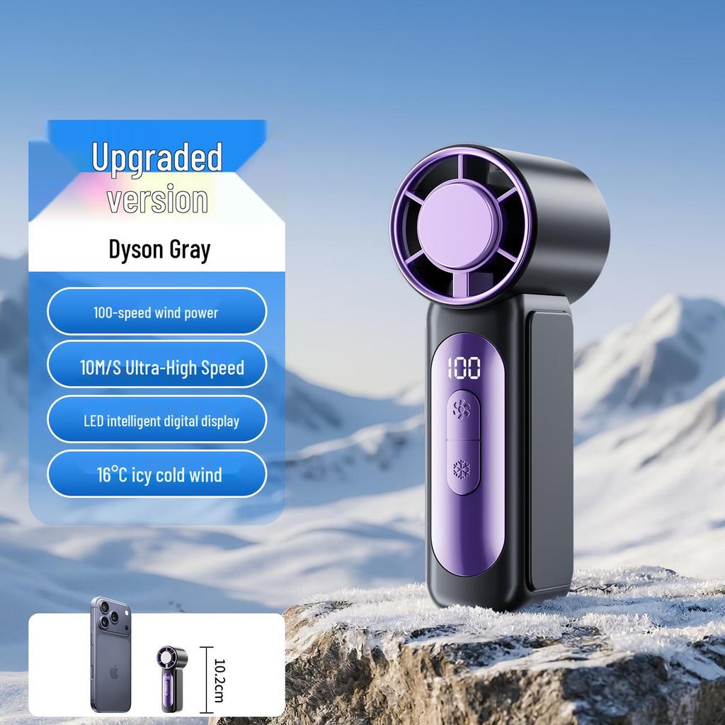 Smart Digital Display Handheld Rechargeable Mini Fan – Stepless Speed & Portable for Outdoor Use