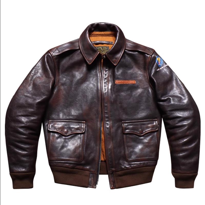 

Тяжелая роскошная куртка-бомбер из дубленой коровьей кожи толщиной 1,6 мм. Пальто из натуральной кожи A2 Air Force Vintage Brown. Толстое XXL