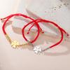 Cazador Stainless Steel Four-leaf Clover Charm Women's Hand Bracelets Red Black Color Wax Rope Bracelets Lucky Jewelry Gifts