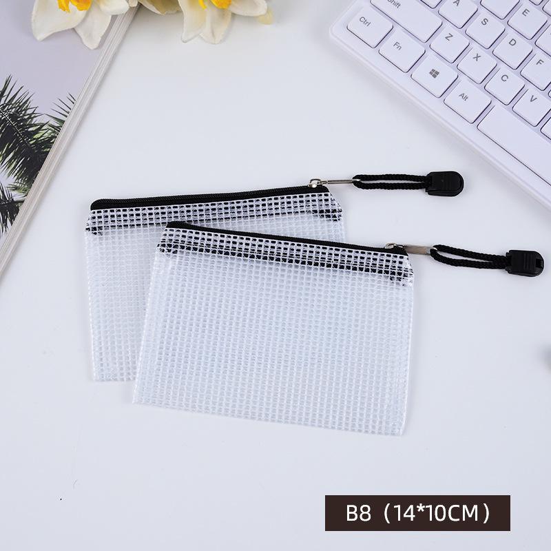 Transparent A4 Zipper Document Bag - Mesh Student Office Stationery Organizer