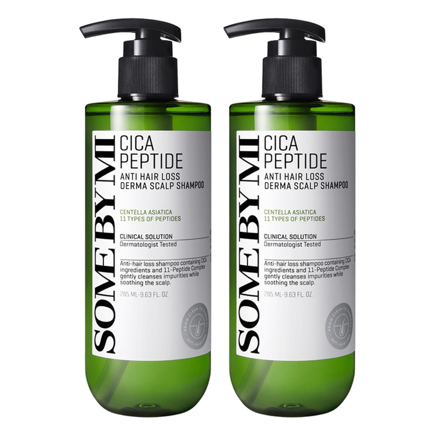SOME BY MI Cica Peptide Anti Hair Loss Derma Scalp Shampoo 285ml x 2EA – Strengthening Hair Roots & Soothing Scalp Care Set