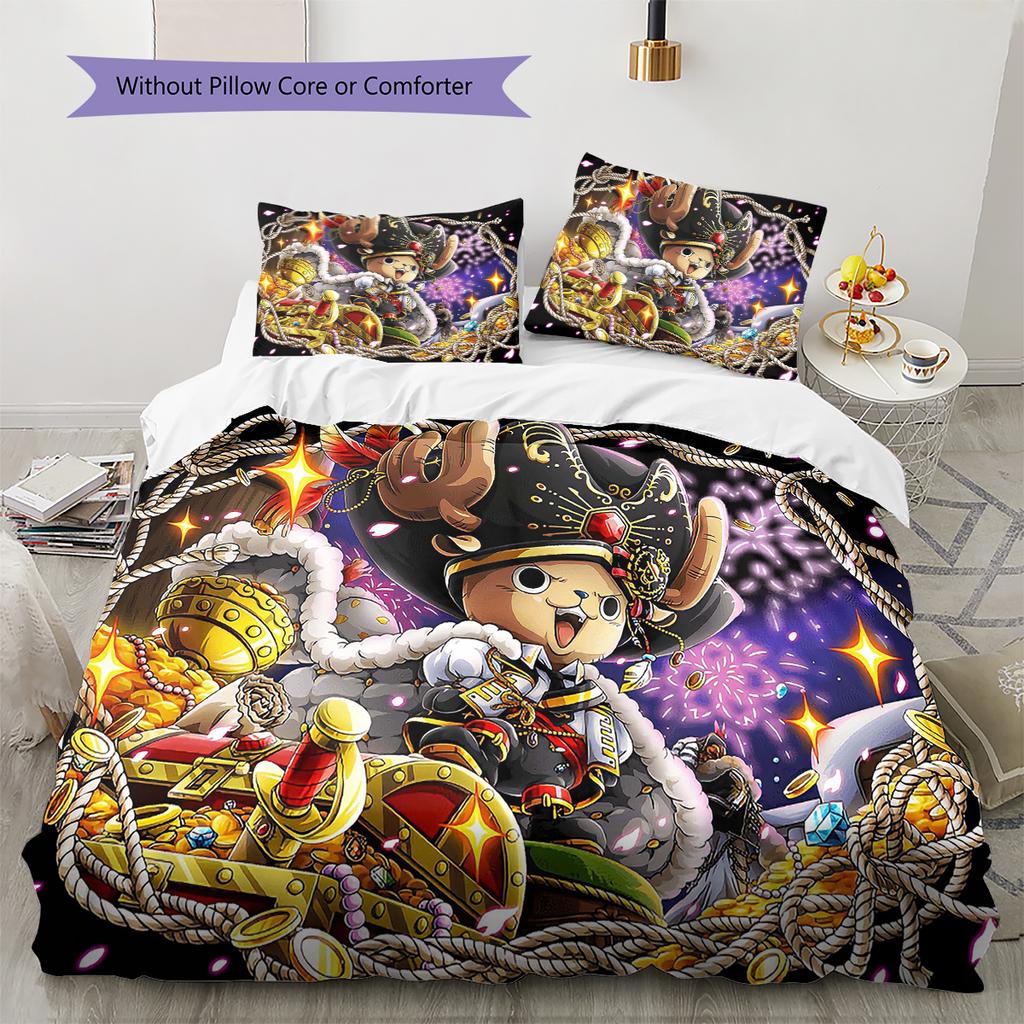 Cartoon Pattern Bedding Quilt Set Quilt Cover Pillowcase Home Decoration Birthday Gift (1 * duvet cover + 2 * pillowcase, without core)