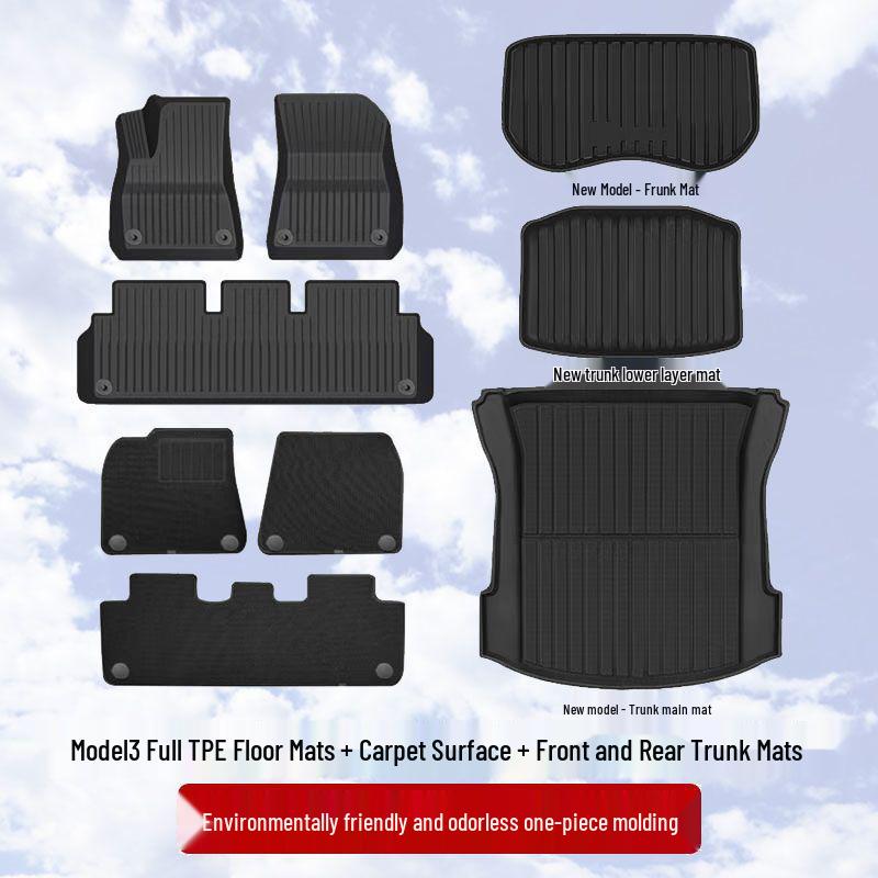Tesla Model Y/3 Facelift Left-Hand Drive HK TPE Odorless Floor & Trunk Mats