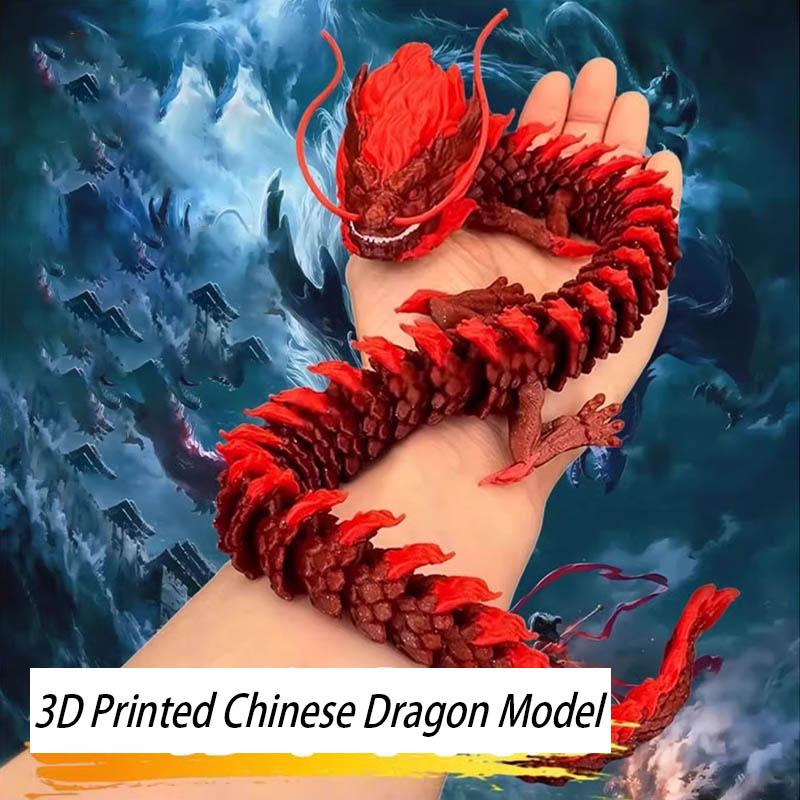 27Cm New 3D Printing Four Seas Dragon King Toy Body Free Joints Movable Simulation Animal Chinese Dragon Model Flexible Toys