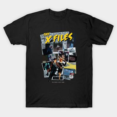 Men Black Print T-shirt The X Files / The Truth Is Out There No-Cut Heat Transfer Print Cotton Tshirt