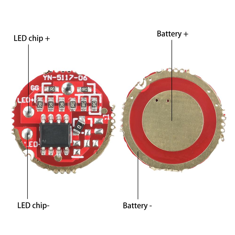DC 3.7-4.2V 6-15W lamp beads flashlight gear driver controllor 1-speed flashlight driver board DIY flashlight accessory 17/20mm