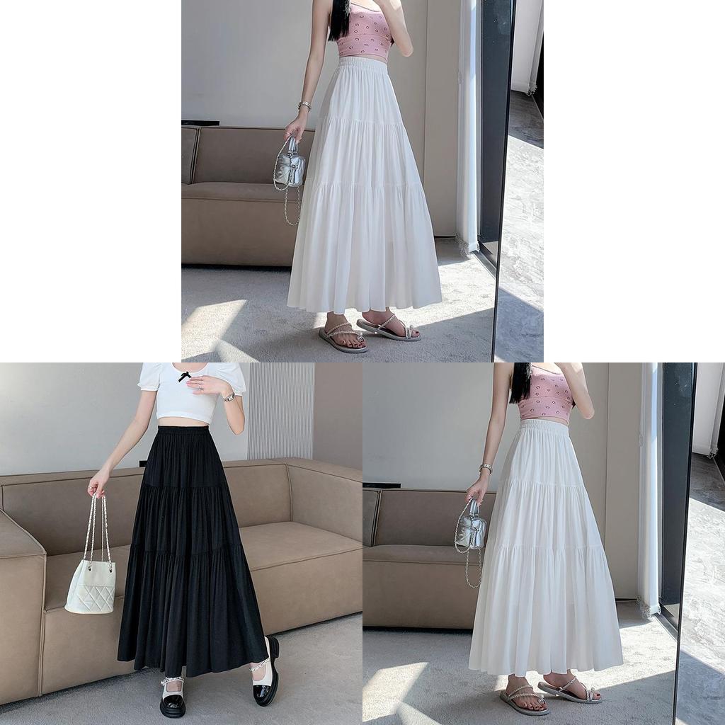 Summer High Waist A Line Skirt For Women With Pleated Polyester Fabric For Casual Wear